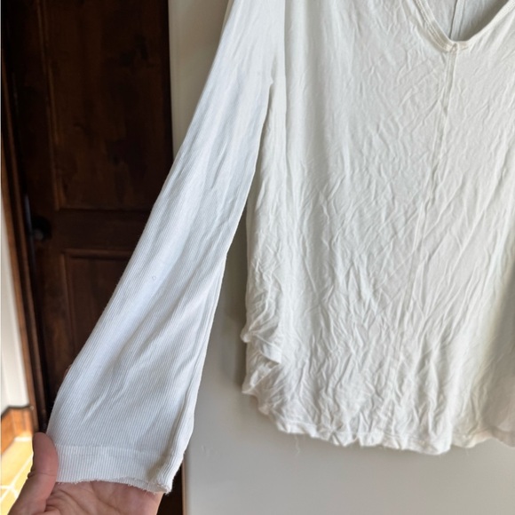 Free People Moonshine V Neck Boho Knit Thermal Top Ivory Tunic Large - Picture 4 of 8